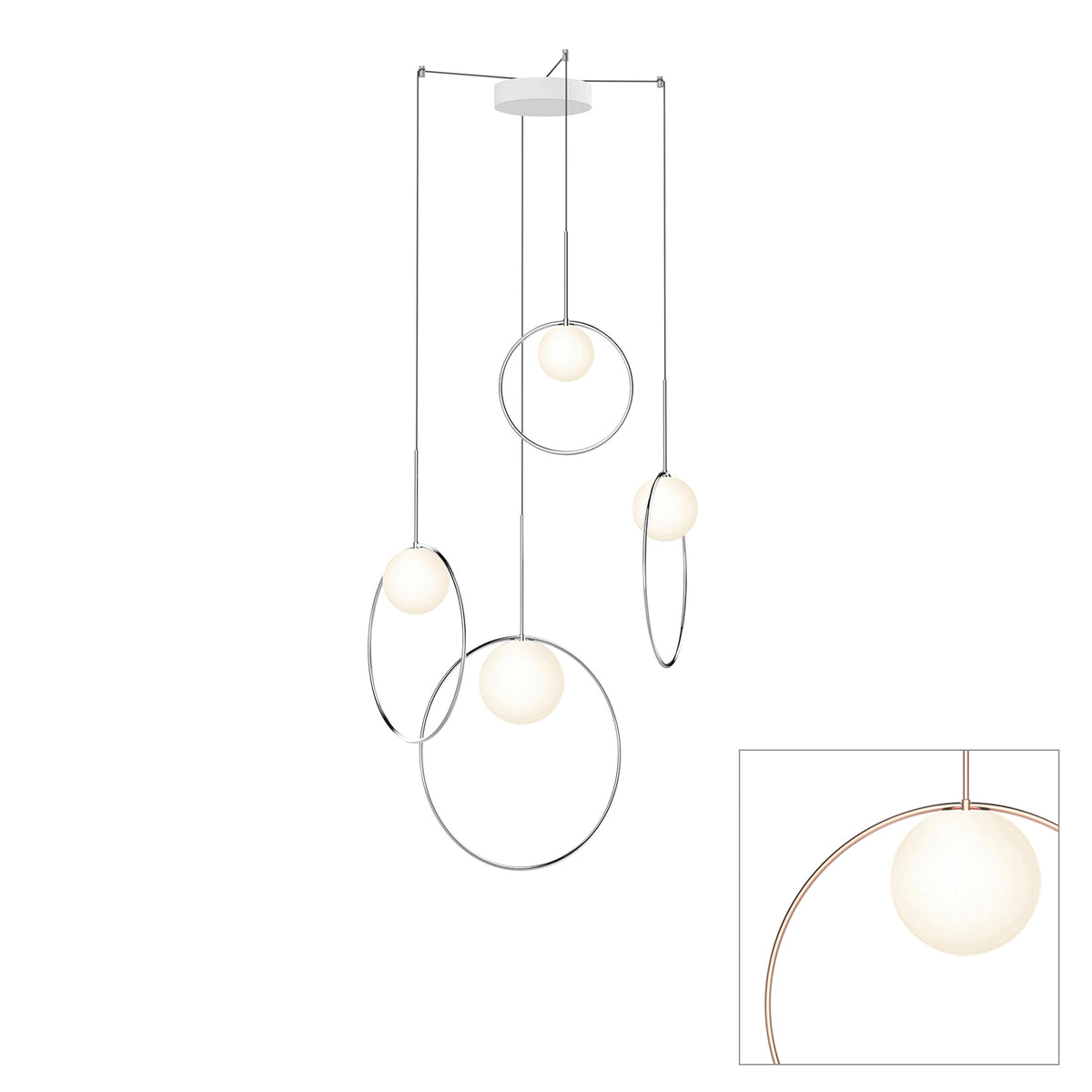 Pablo Designs Bola Halo Multi-Light chandelier – 4 Lights, Rose Gold rings