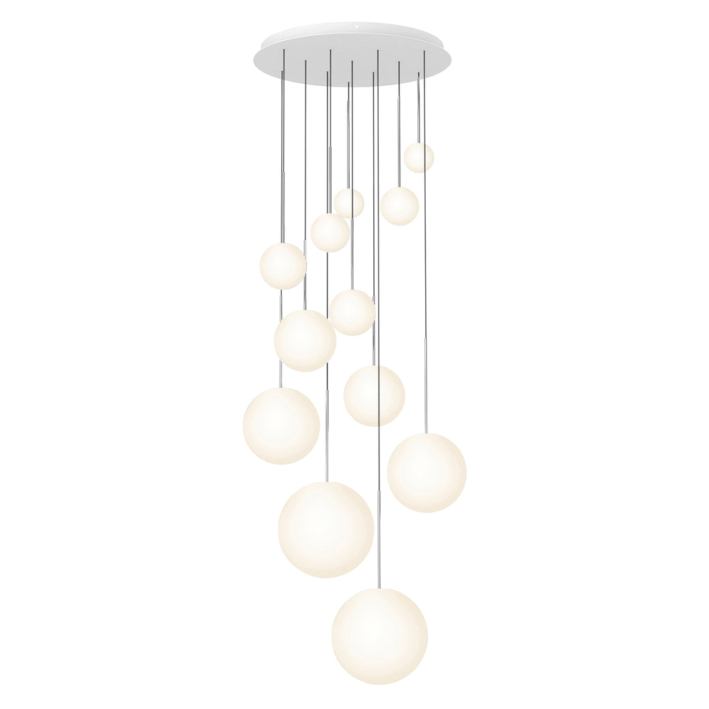 Pablo Designs Bola Sphere LED chandelier – (4" x 5" x 6" x 8" x 10" x 12") x 2, Chrome