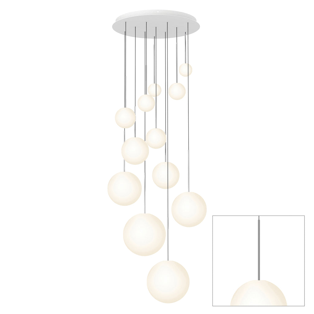 Pablo Designs Bola Sphere LED chandelier – (4" x 5" x 6" x 8" x 10" x 12") x 2, Gunmetal