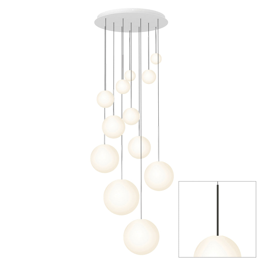 Pablo Designs Bola Sphere LED chandelier – (4" x 5" x 6" x 8" x 10" x 12") x 2, Matte Black