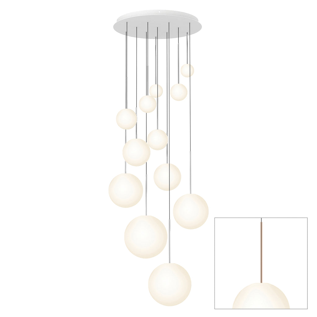 Pablo Designs Bola Sphere LED chandelier – (4" x 5" x 6" x 8" x 10" x 12") x 2, Rose Gold