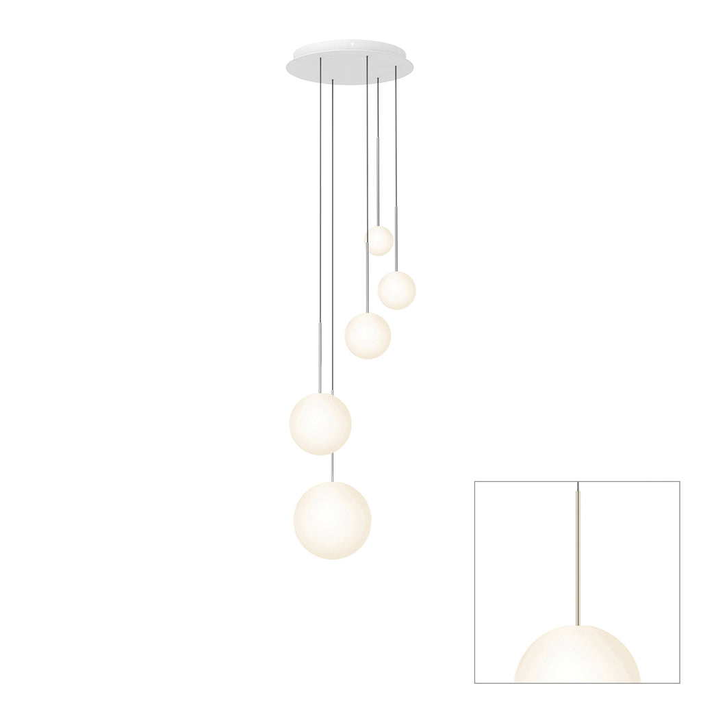 Pablo Designs Bola Sphere LED chandelier – 4" x 5" x 6" x 8" x 10", Brass