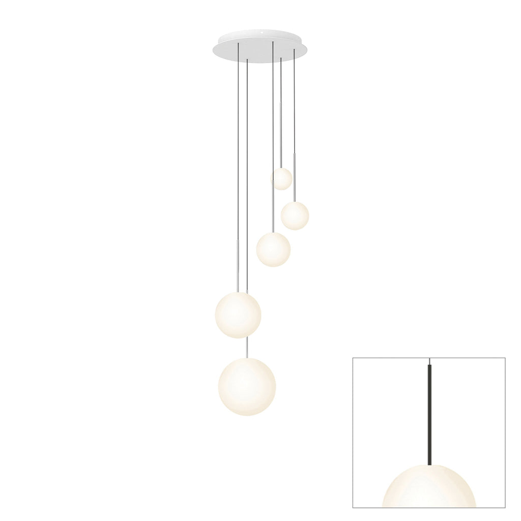 Pablo Designs Bola Sphere LED chandelier – 4" x 5" x 6" x 8" x 10", Matte Black