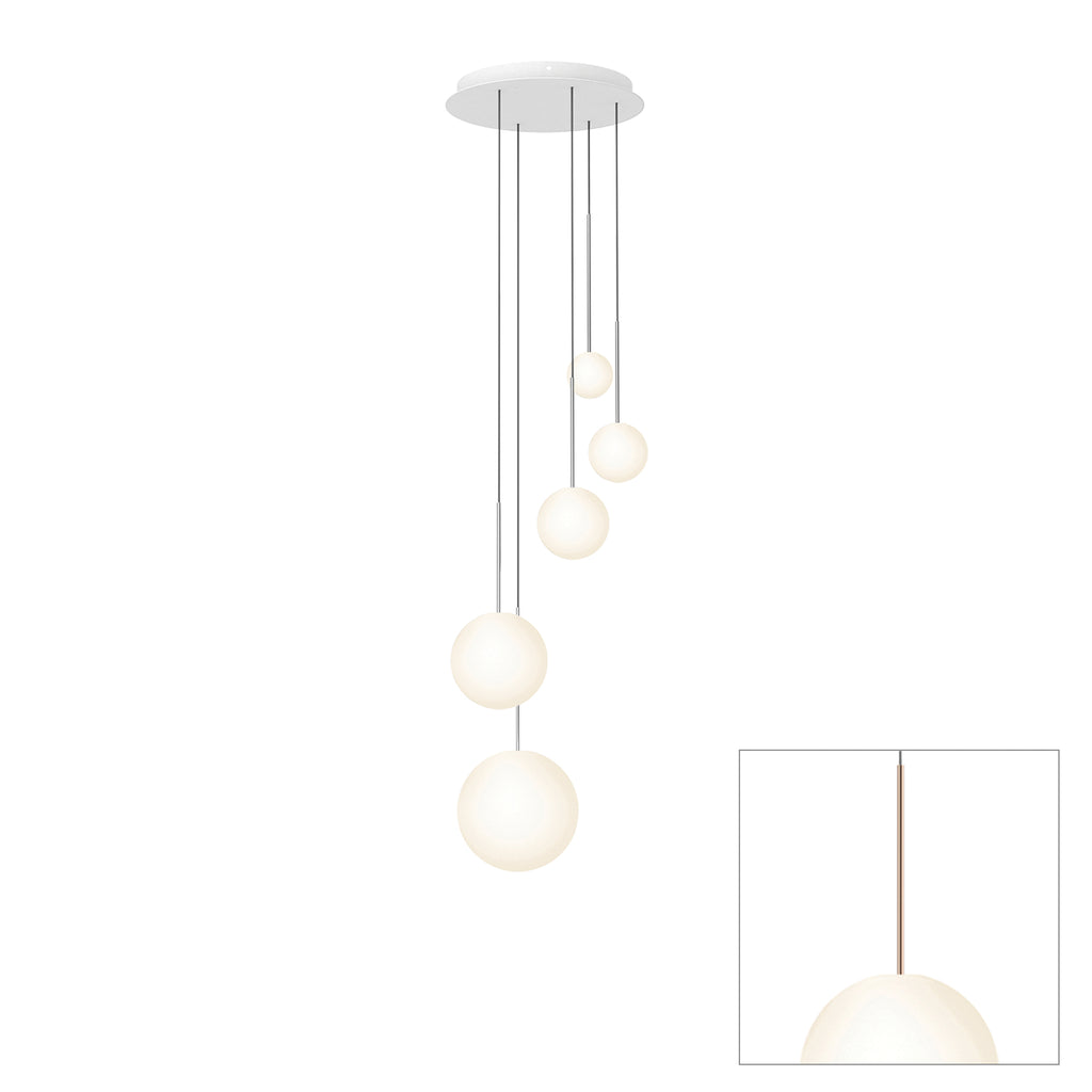 Pablo Designs Bola Sphere LED chandelier – 4" x 5" x 6" x 8" x 10", Rose Gold
