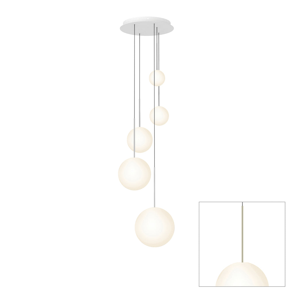 Pablo Designs Bola Sphere LED chandelier – 5" x 6" x 8" x 10" x 12", Brass