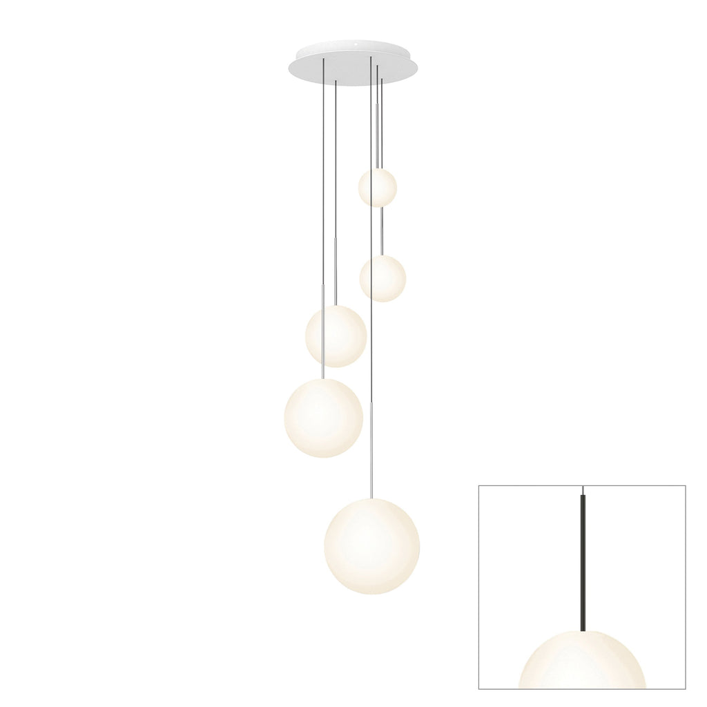 Pablo Designs Bola Sphere LED chandelier – 5" x 6" x 8" x 10" x 12", Matte Black