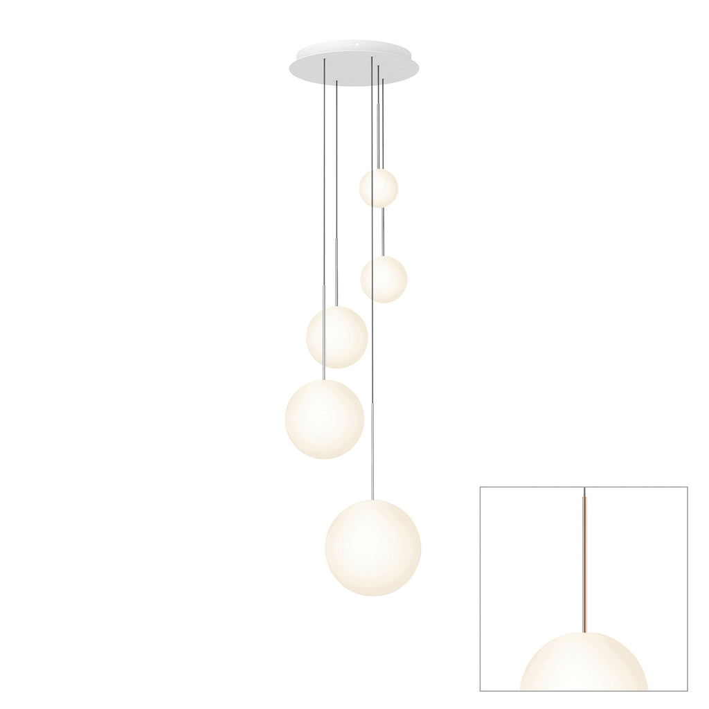 Pablo Designs Bola Sphere LED chandelier – 5" x 6" x 8" x 10" x 12", Rose Gold