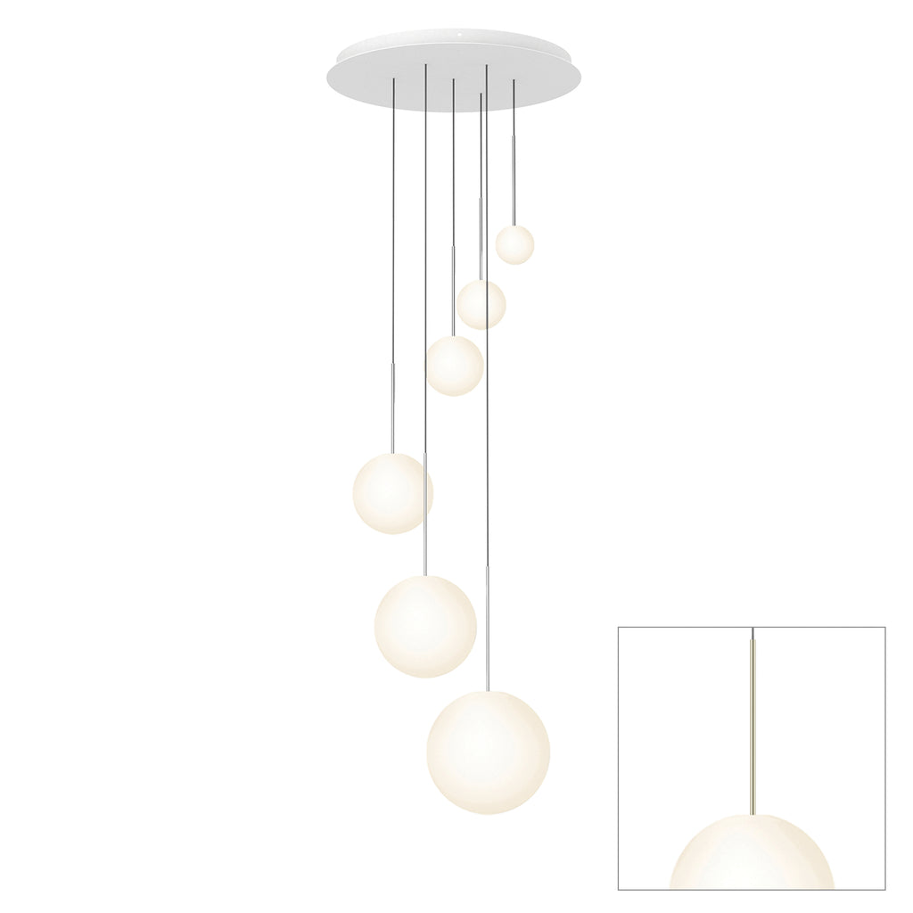 Pablo Designs Bola Sphere LED chandelier – 4" x 5" x 6" x 8" x 10" x 12", Brass