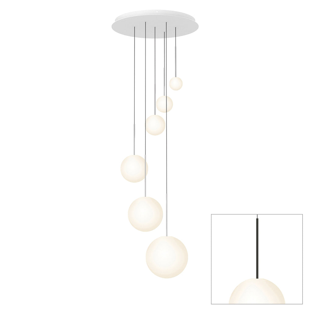 Pablo Designs Bola Sphere LED chandelier – 4" x 5" x 6" x 8" x 10" x 12", Matte Black
