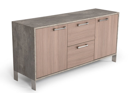 Nova Domus Boston Modern Brown Oak and Faux Concrete Office File Cabinet