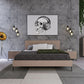 Queen Nova Domus Boston Modern Brown Oak and Brushed Stainless Steel Bed