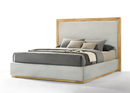 Nova Domus Santa Barbara Modern Grey Fabric and Natural Bedroom Set