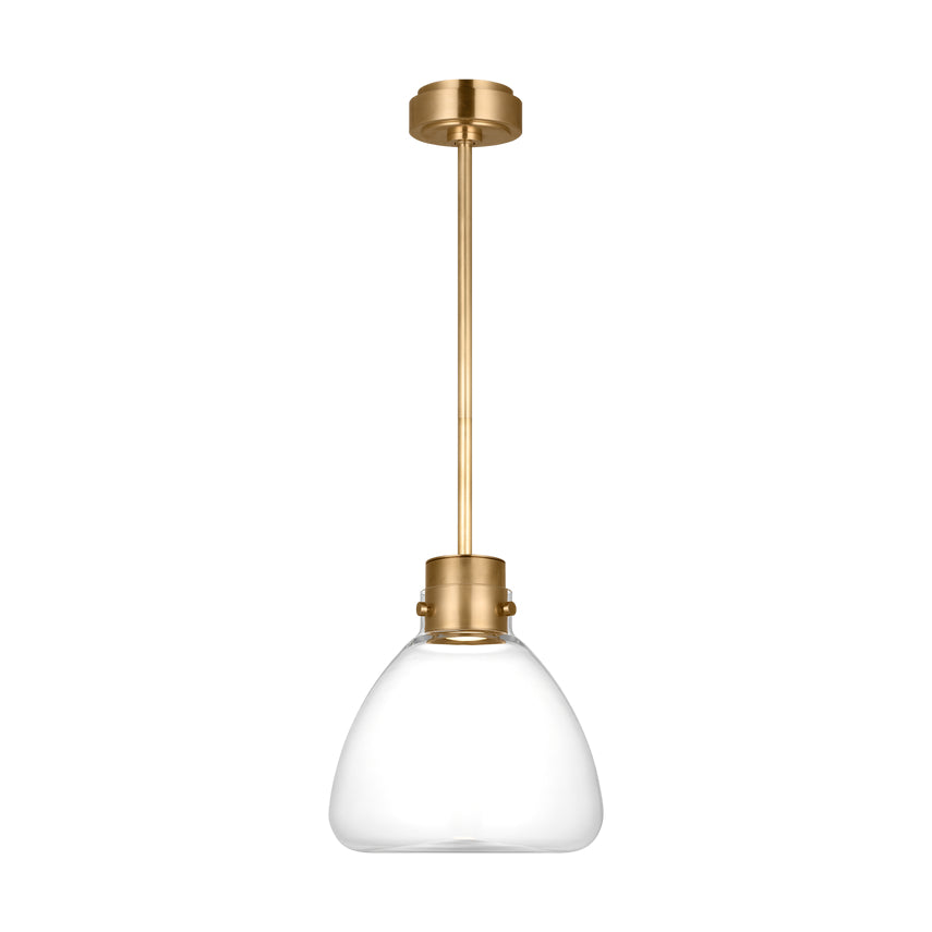 Morgan 12-inch LED Pendant Light Bronze Brass Clear Smoked Glass by Visual & Comfort & Co