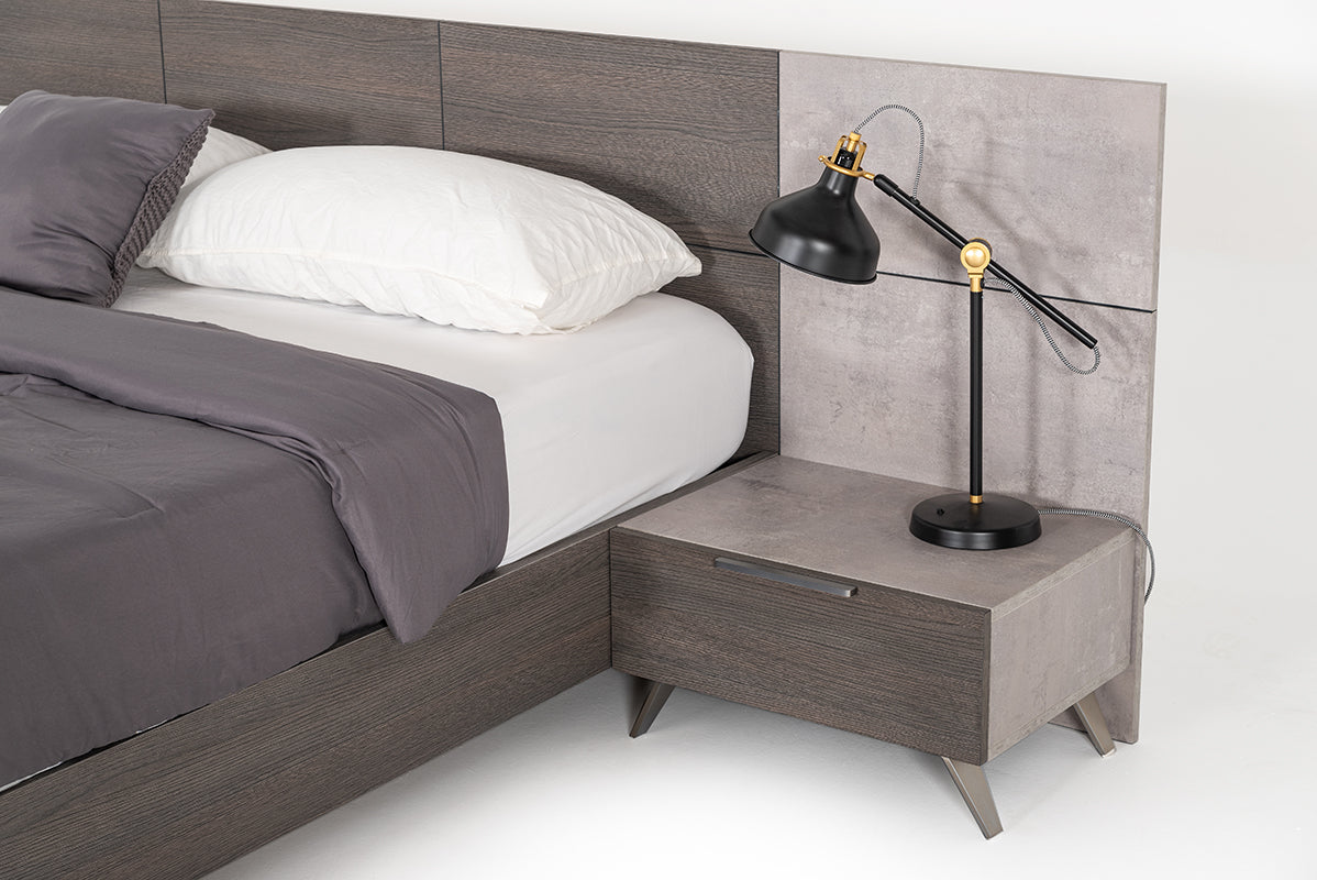 Nova Domus Bronx Italian Modern Faux Concrete and Grey Bed