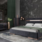 Nova Domus Cartier Modern Black Velvet and Rosegold Bed