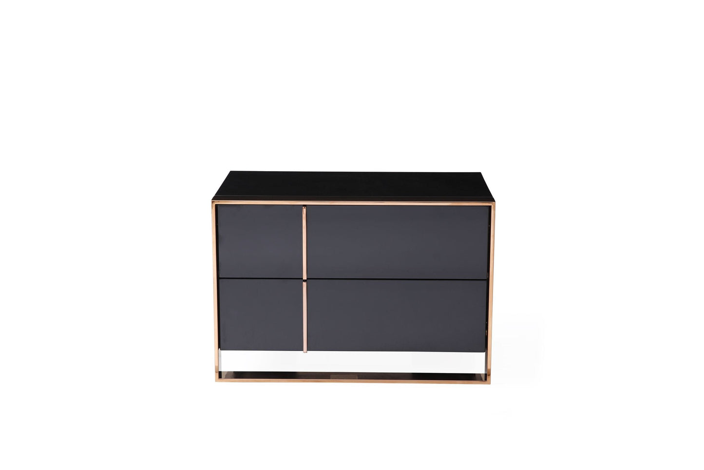 Nova Domus Cartier Modern Black and Rose Gold Bed and Nightstands