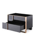 Nova Domus Cartier Eastern King Modern Black and Rose Gold Bed and Nightstands