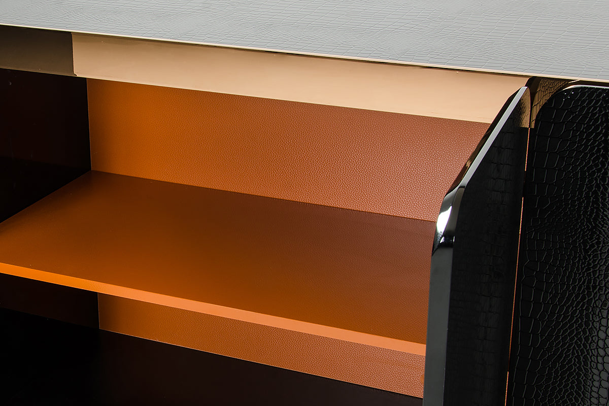 A&X Talin Modern Black Crocodile and Rosegold Buffet