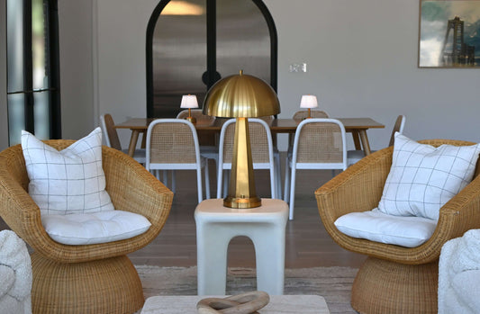 Modern Lantern Chaplan cordless lamp in Antique Brass