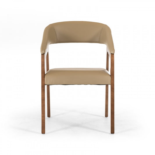 Modrest Clive Mid-Century Taupe and Walnut Dining Chair