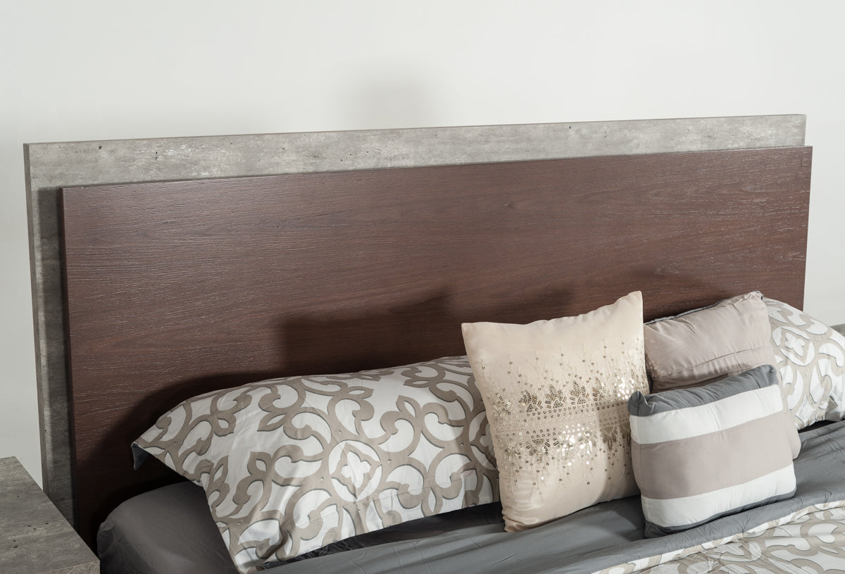 Nova Domus Conner Modern Dark Walnut and Faux Concrete Bed