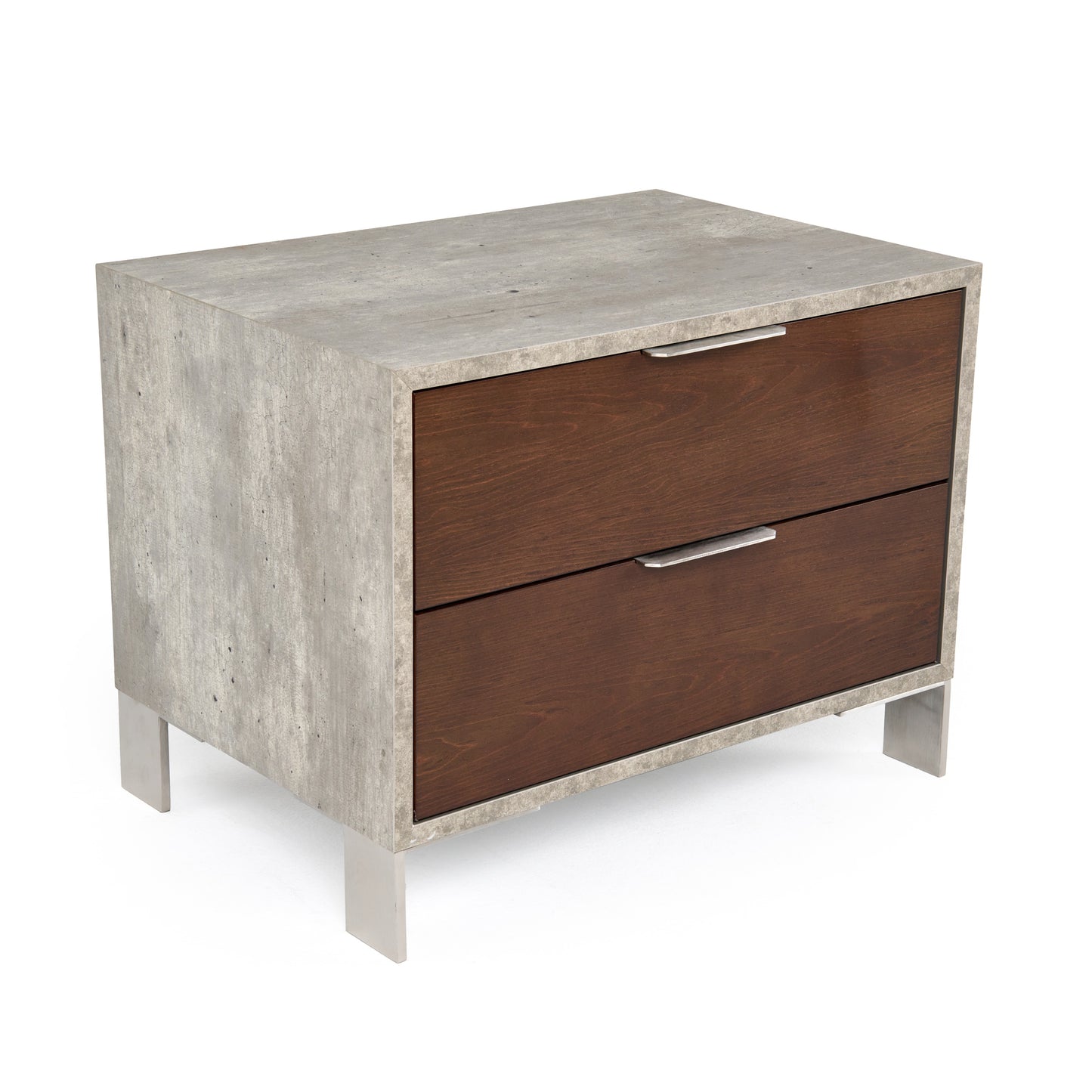 Nova Domus Conner Modern Dark Walnut and Faux Concrete Nightstand