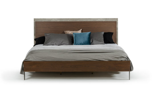 Nova Domus Conner Modern Dark Walnut and Faux Concrete Bed