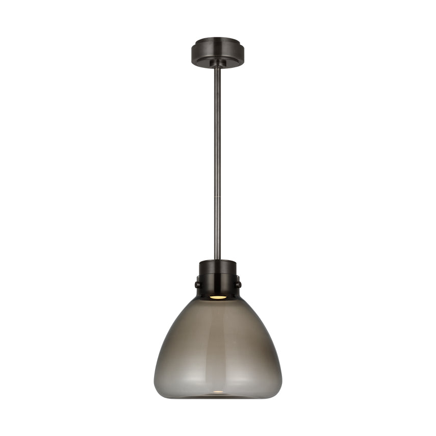 Morgan 12-inch LED Pendant Light Bronze Brass Clear Smoked Glass by Visual & Comfort & Co