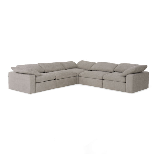 Divani Casa Corinth Modern Gray Fabric Sectional Sofa with 3 Power Recliners