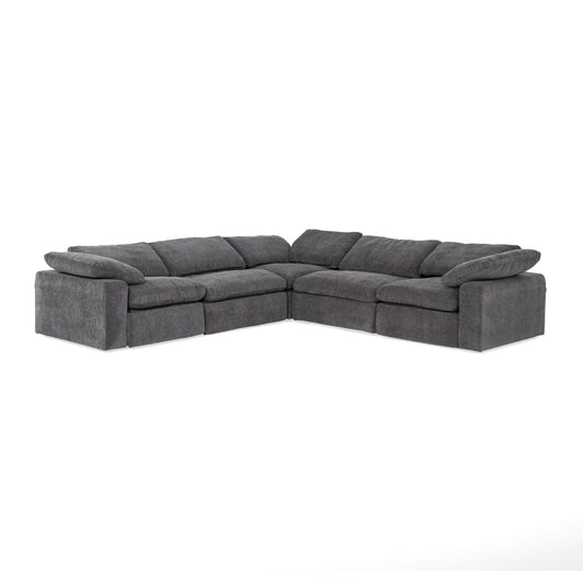 Divani Casa Corinth Modern Dark Gray Fabric Sectional Sofa with 3 Power Recliners