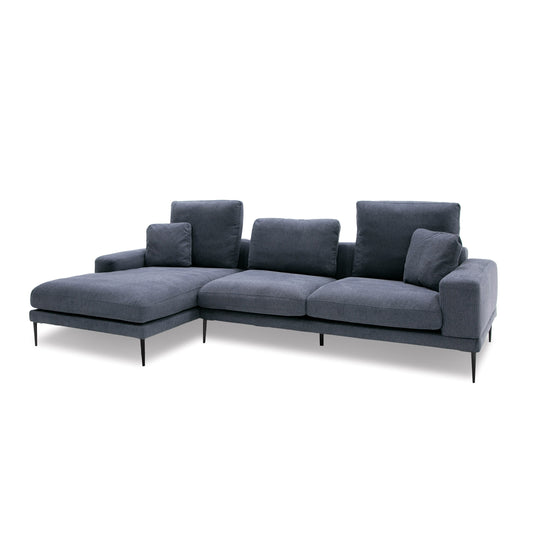 Divani Casa Corwith Modern Blue Fabric Left Facing Sectional