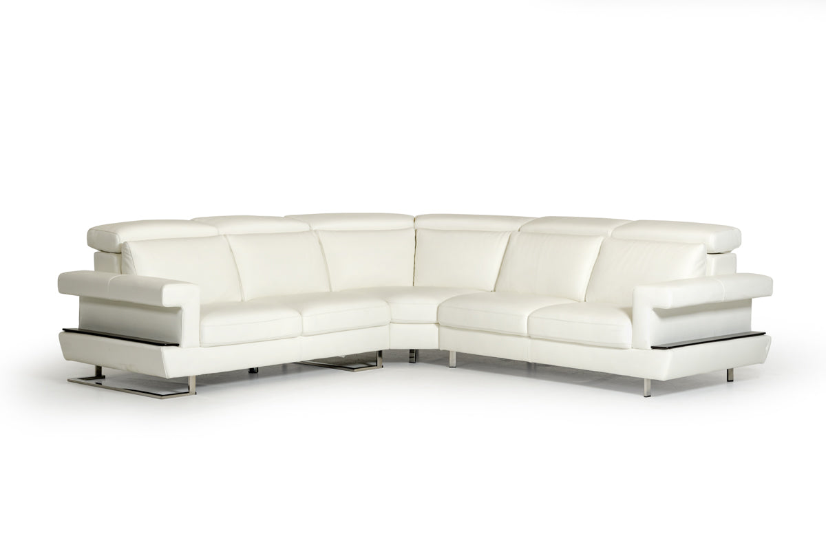 Lamod Italia Crosby Italian Modern White Leather Sectional Sofa