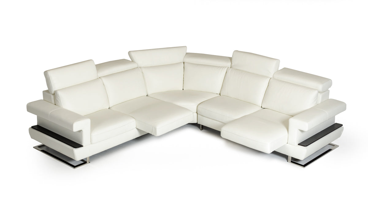 Lamod Italia Crosby Italian Modern White Leather Sectional Sofa