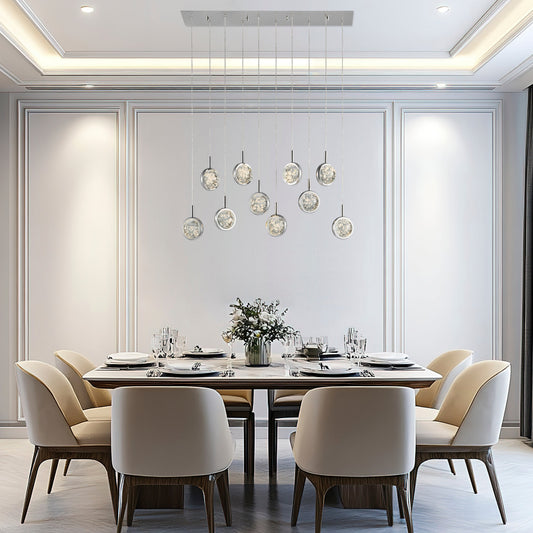 Bubbling Glow Rectangular Chandelier Chrome by Finesse Decor CH-650-10