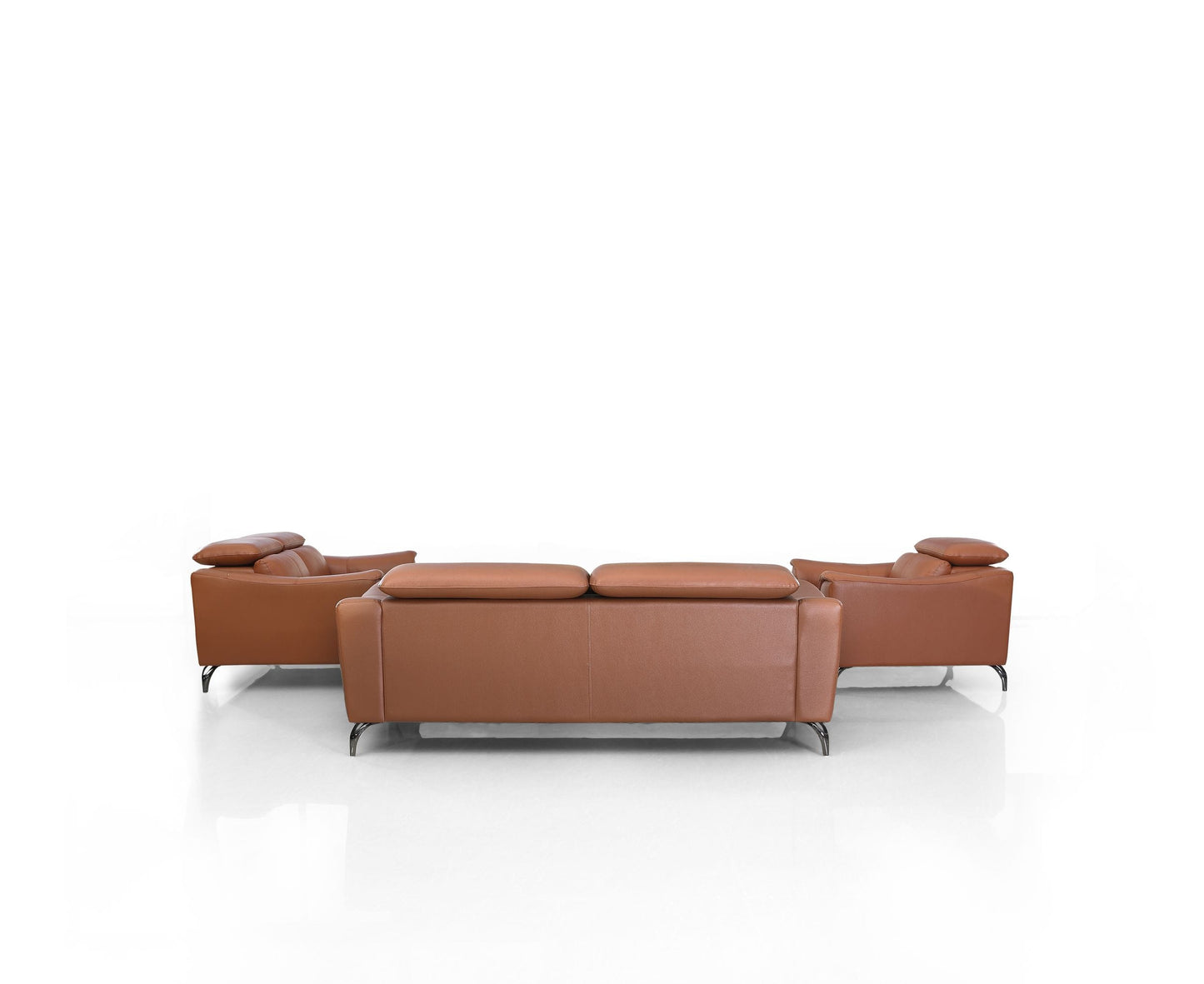 Divani Casa Danis Modern Cognac Leather Brown Sofa Set