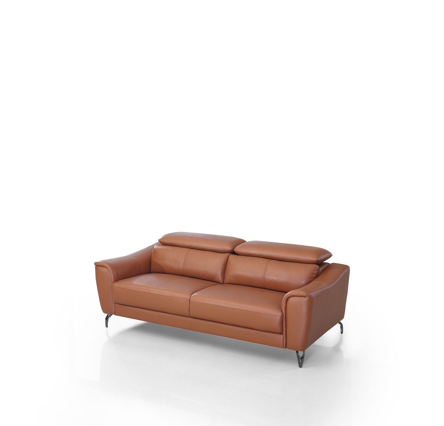 Divani Casa Danis Modern Cognac Leather Brown Sofa