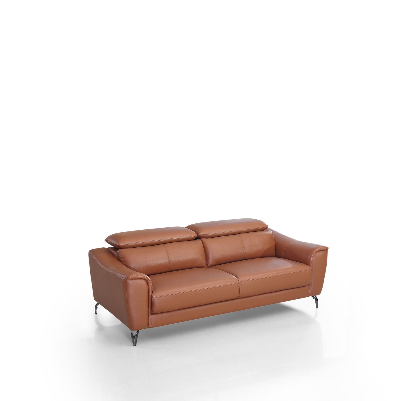 Divani Casa Danis Modern Cognac Leather Brown Sofa