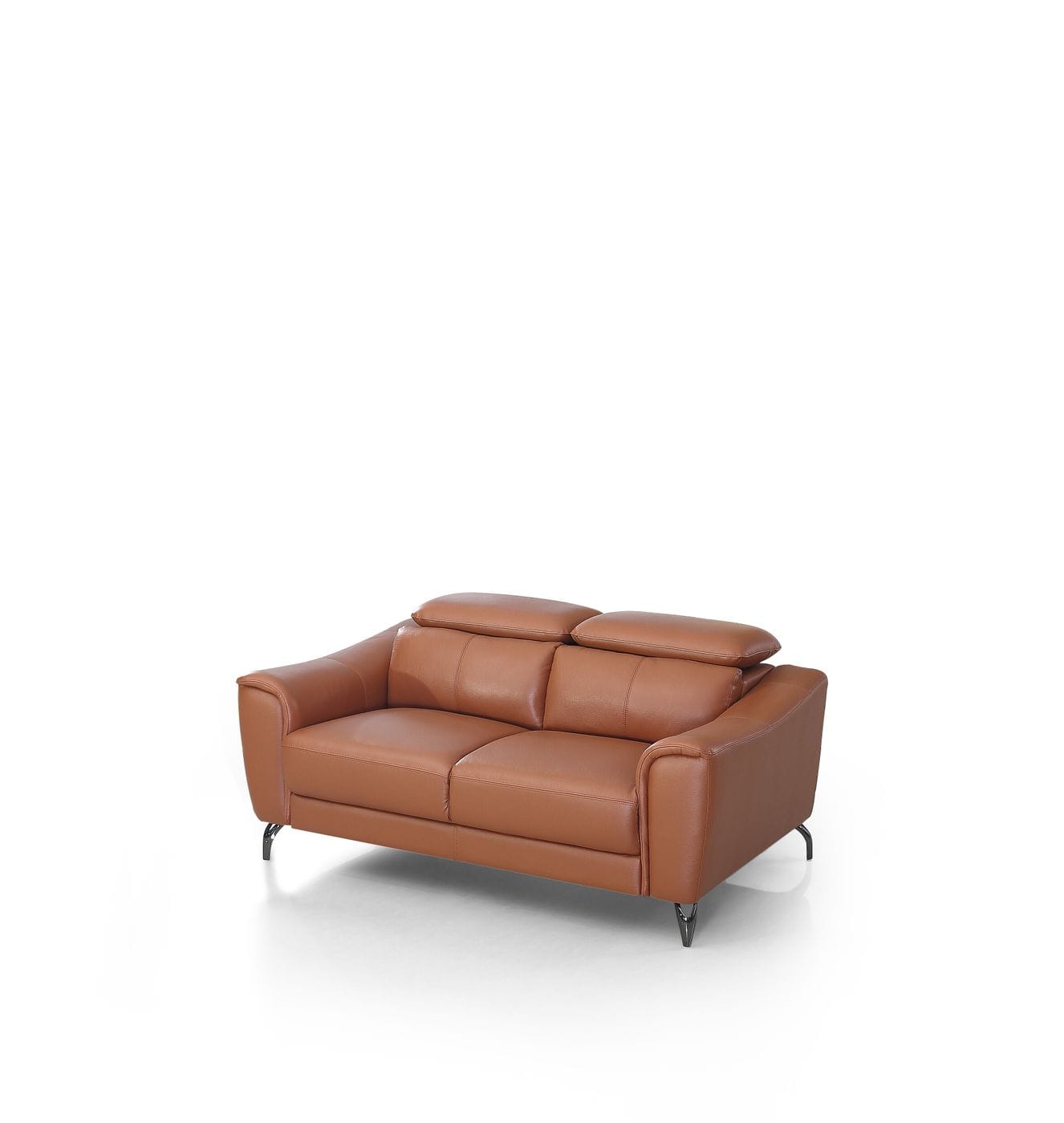 Divani Casa Danis Modern Cognac Leather Brown Loveseat