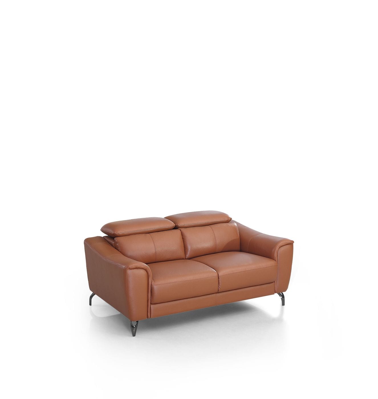 Divani Casa Danis Modern Cognac Leather Brown Loveseat