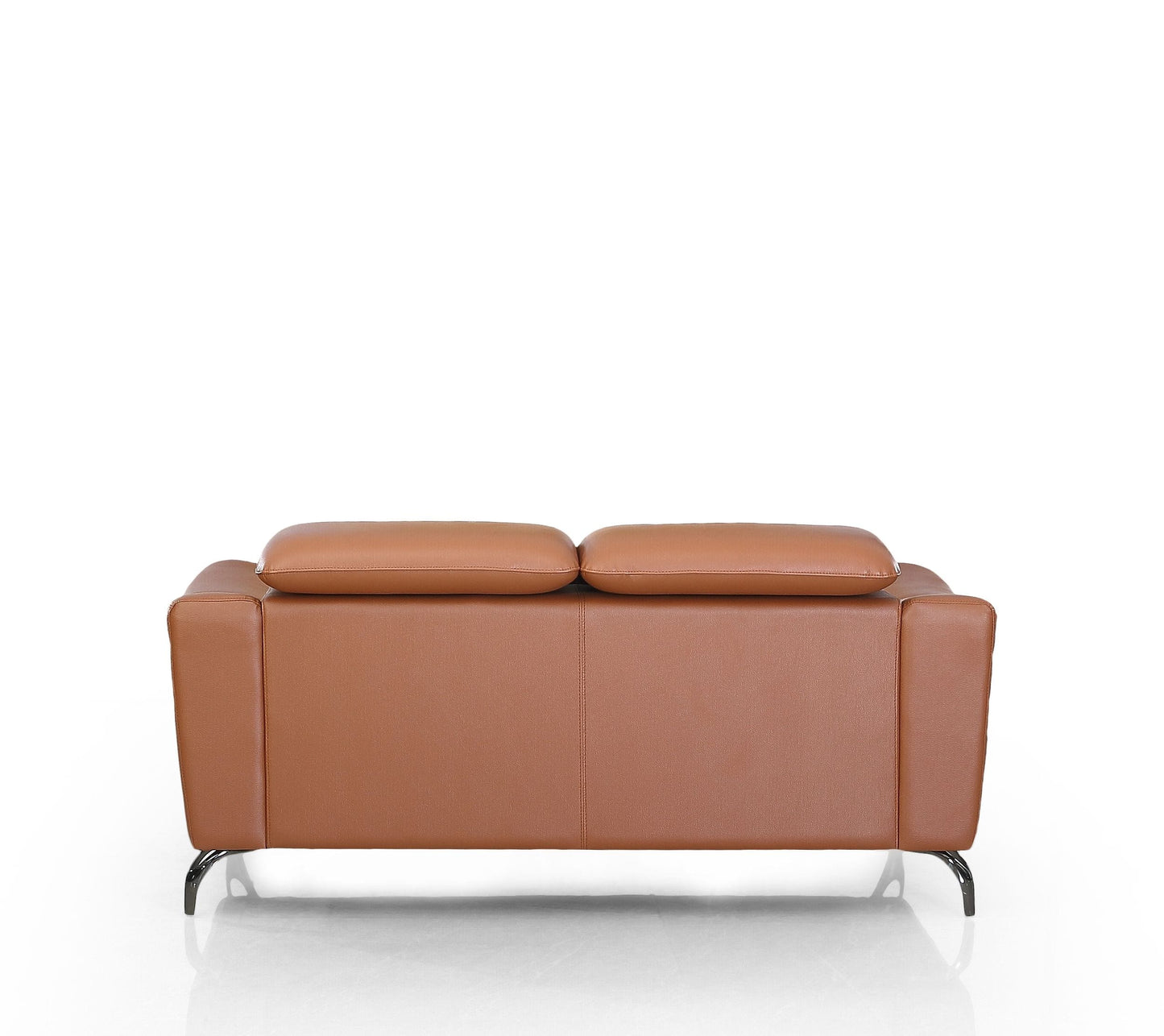 Divani Casa Danis Modern Cognac Leather Brown Loveseat