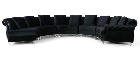 Divani Casa Darla Modern Black Velvet Circular Sectional Sofa