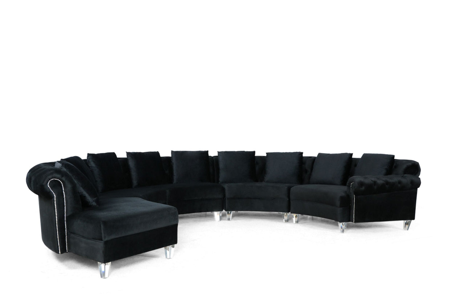 Divani Casa Darla Modern Black Velvet Circular Sectional Sofa