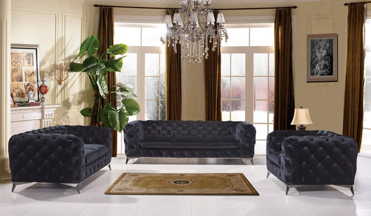 Divani Casa Delilah Modern Black Fabric Loveseat