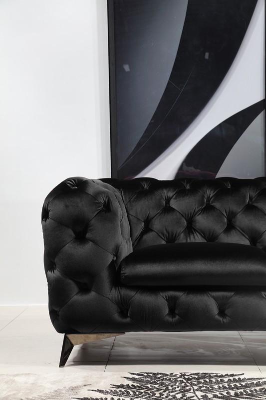 Divani Casa Delilah Modern Black Fabric Loveseat