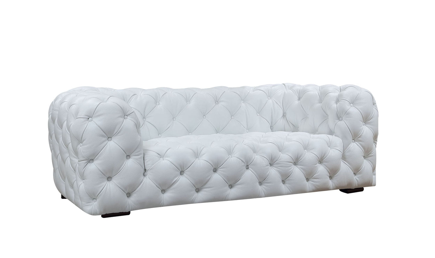 Divani Casa Dexter Transitional White Full Italian Leather Sofa