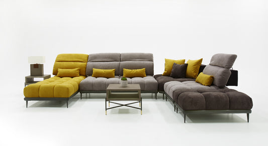 David Ferrari Display Italian Modern Grey and Yellow Fabric Modular Sectional Sofa