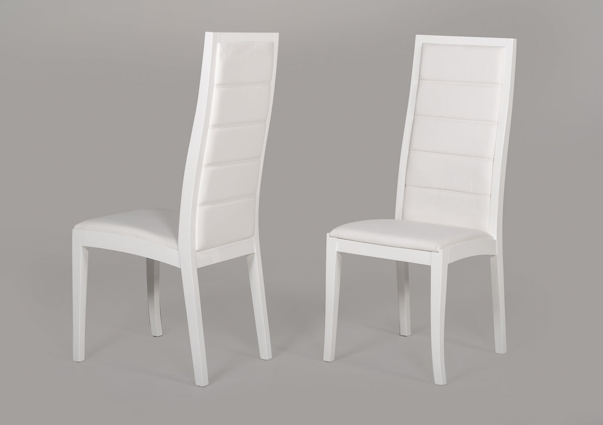 Donna Contemporary White Leatherette Dining Chair Set of 2