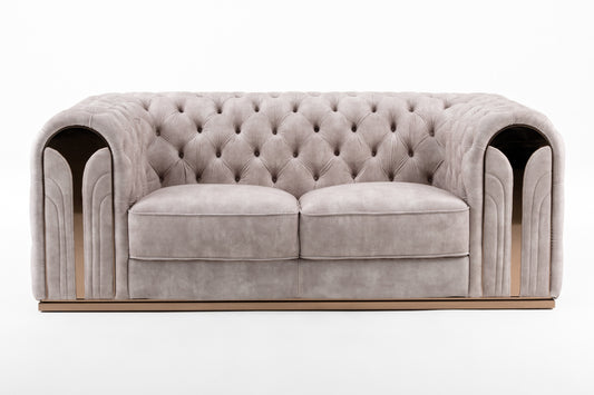 Divani Casa Dosie Transitional Beige Velvet Loveseat