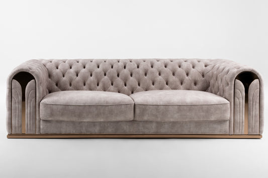 Divani Casa Dosie Transitional Beige Velvet Sofa