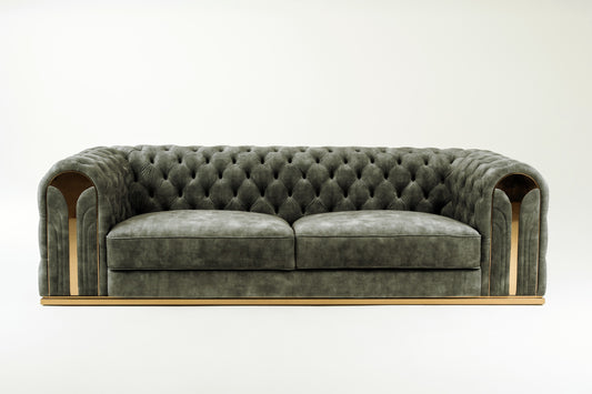 Divani Casa Dosie Transitional Grey Velvet Sofa